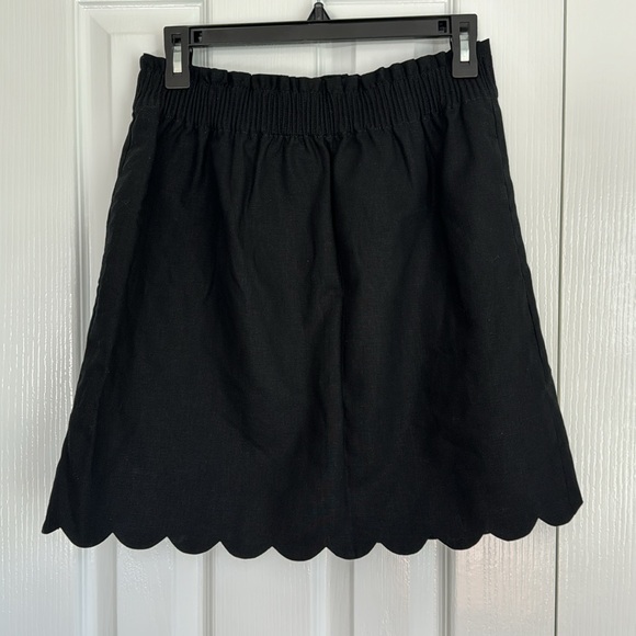 J. Crew Factory Black Linen Cotton Scalloped Skirt Size 6 NWT - Picture 2 of 6